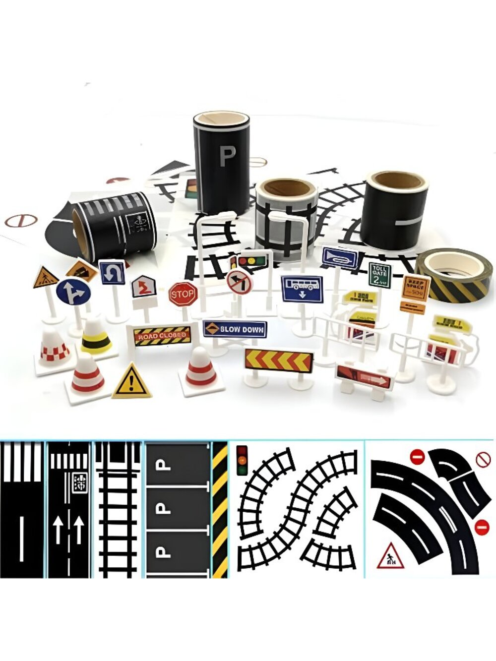 Road Tape for Toy Cars & Trains Black Track 3 Rolls Road Tape 197 inch by 1.9